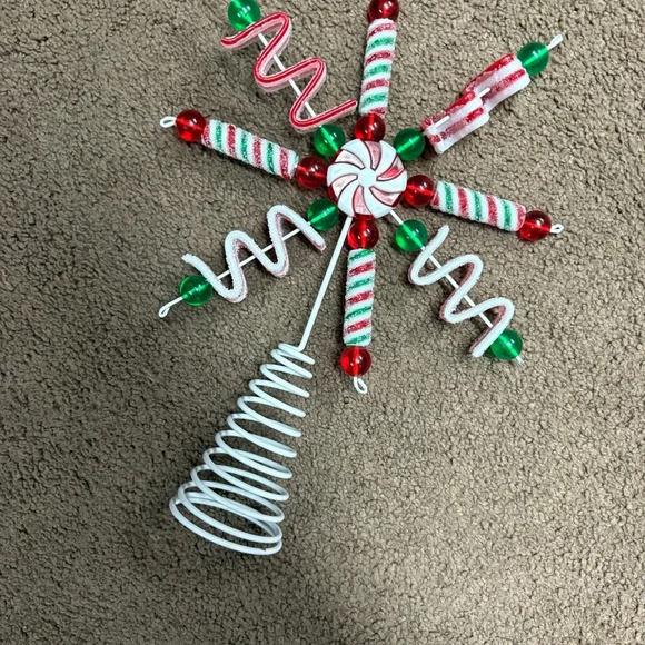 Ornativity Candy Snowflake Tree Topper - Peppermint Candy Cane - Picture 2 of 7